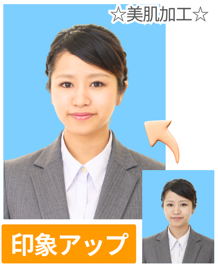 証明写真の写真加工イメージ